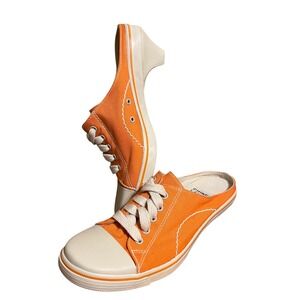 Chinese Laundry Wash Turn On Orange Canvas Kitten Heel Mule Sneakers Mens 6M